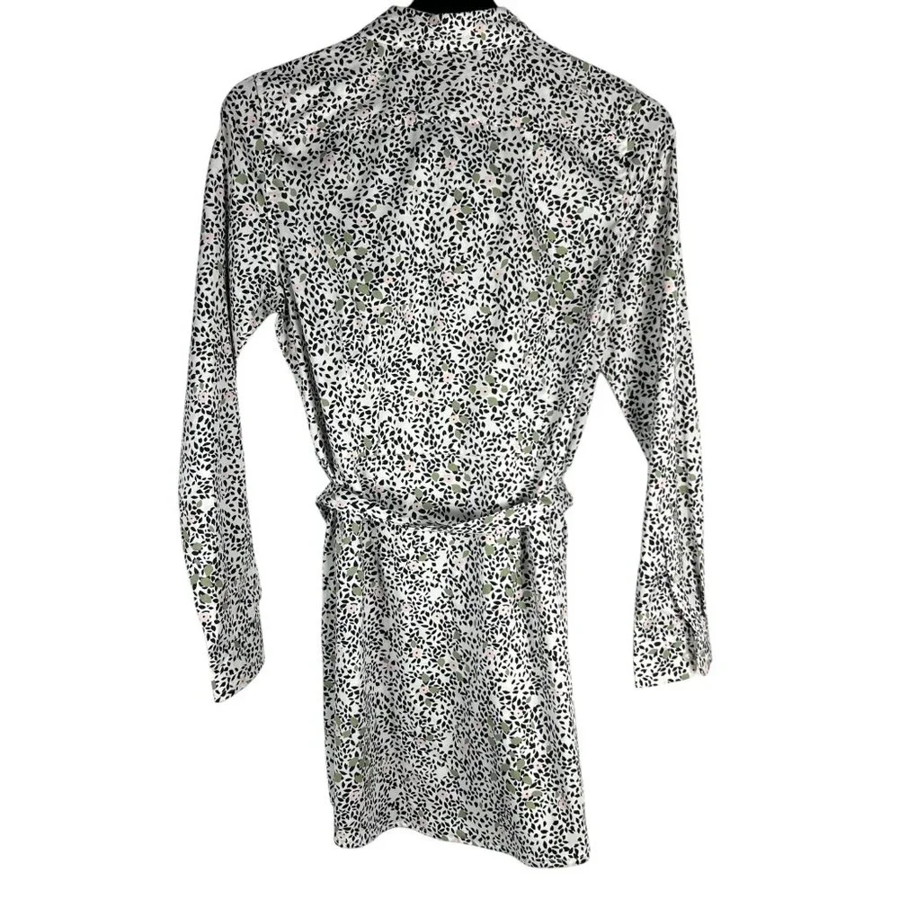UNTUCKit for Her Phoebe Floral Belted Long Sleeve Shirt Dress in White Size 6 - Picture 8 of 10